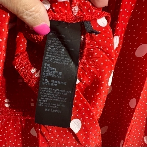 The Kooples Red Polka Dot Faux Wrap Top Size 3=L - Picture 11 of 12